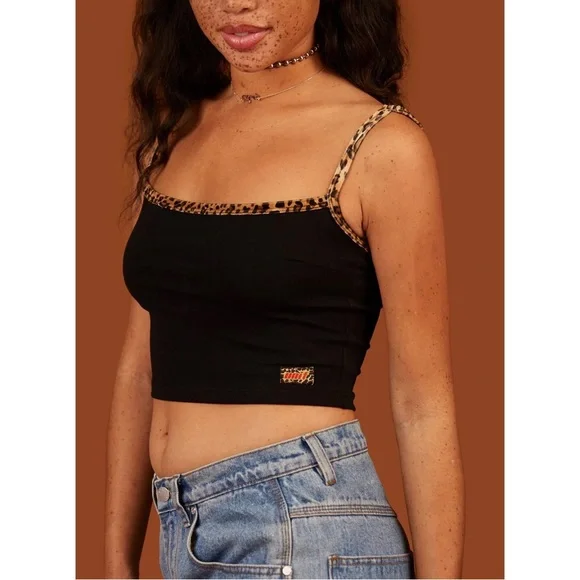 Unif To-Go Leopard Trim Crop Tank - Picture 5 of 12